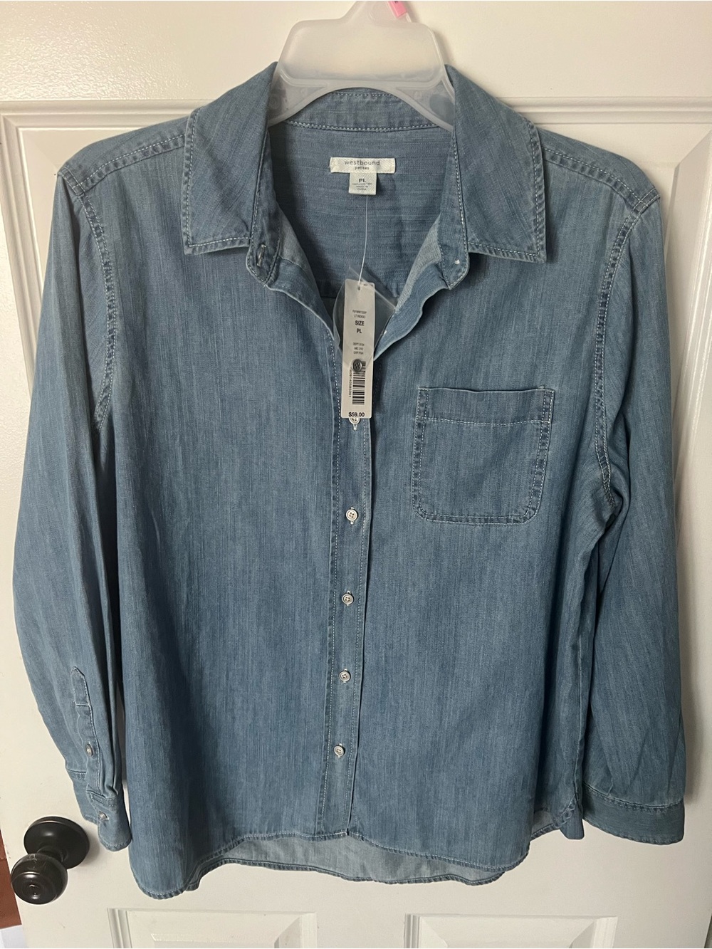 Westbound Light Blue Denim Casual Button-Down Shirt